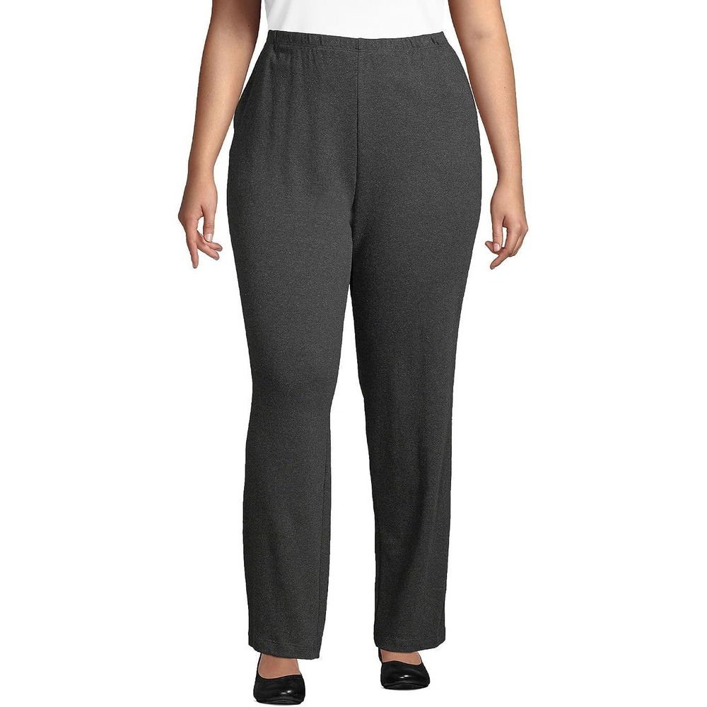 Lands' End Women's Sport Knit Pull On Pants - Dark Charcoal Heather - 2X 20W/22W